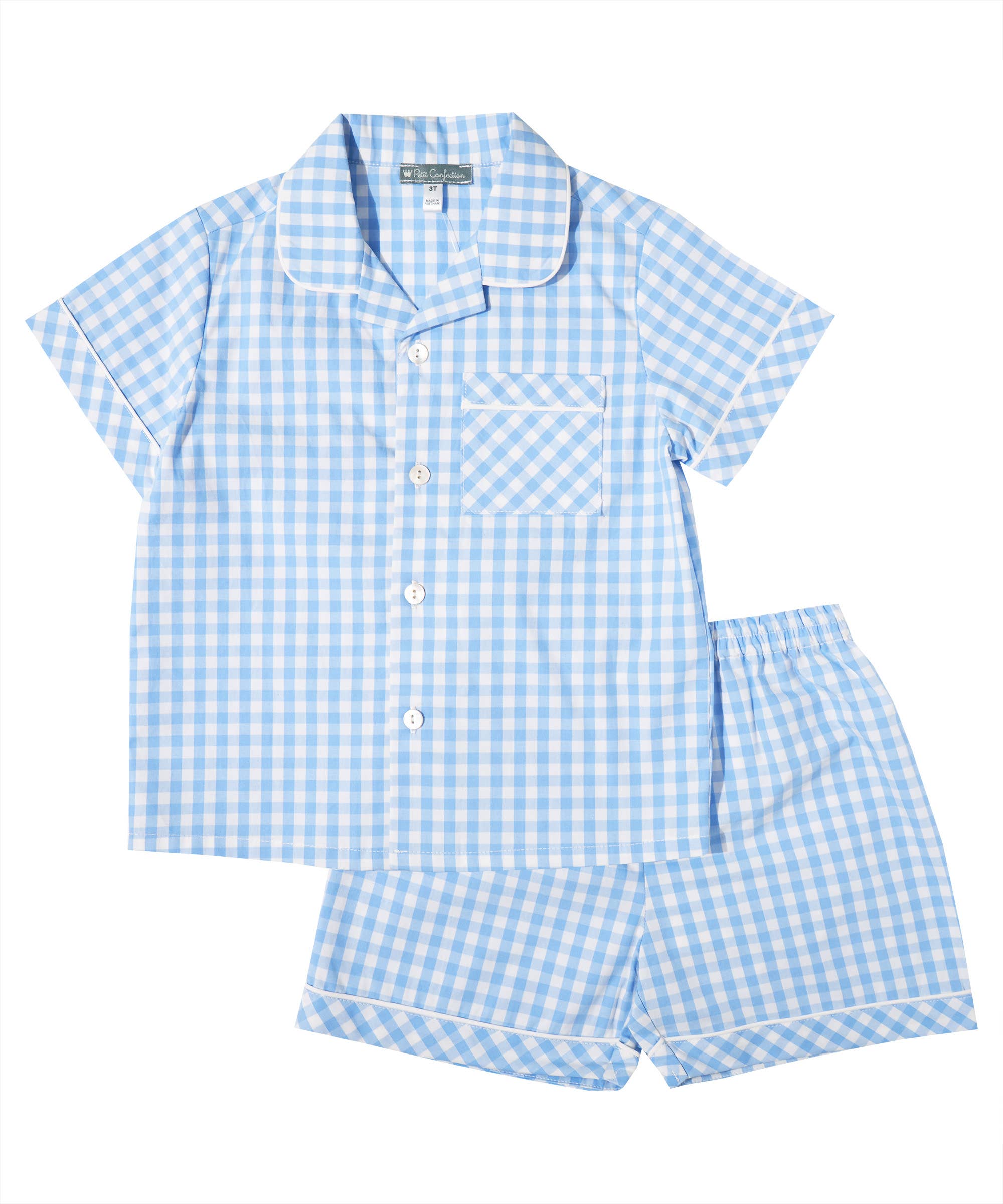 Sky Blue Gingham Pajamas Set