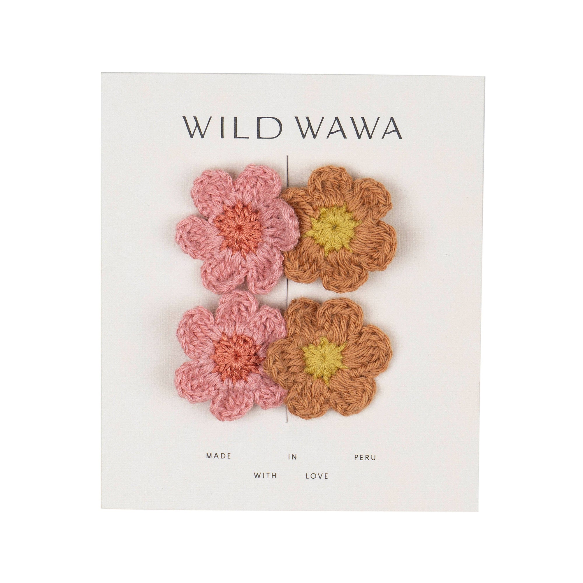 Crochet Flower Clip Set - Wawa Pink