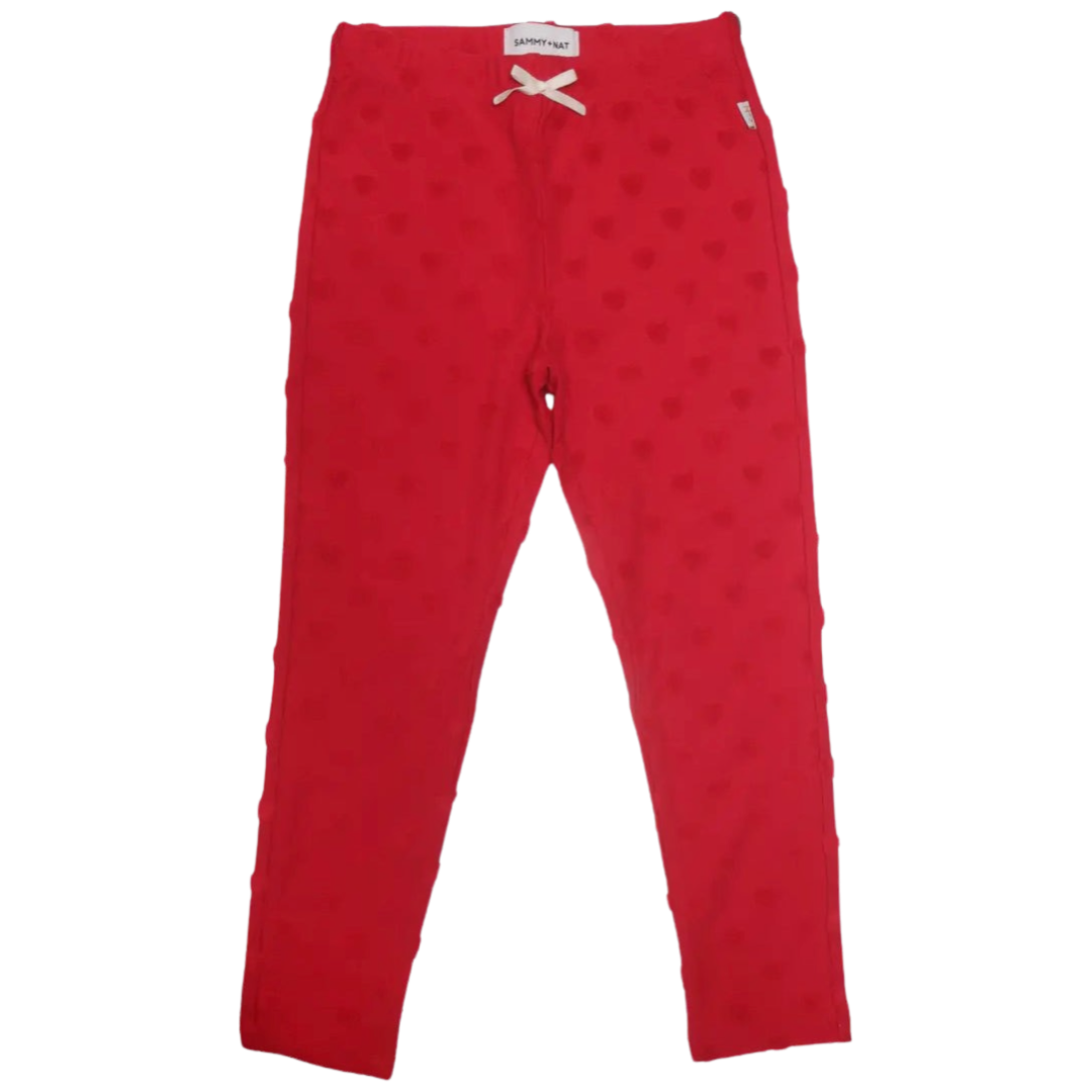 Annie Heart Leggings in Crimson