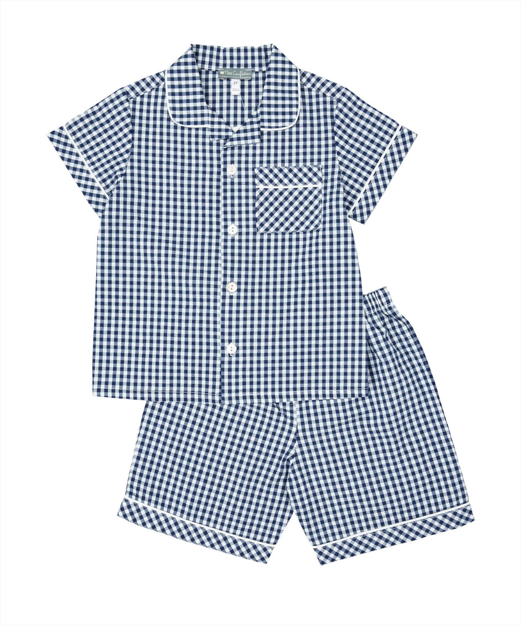 Navy Gingham Pajamas Set